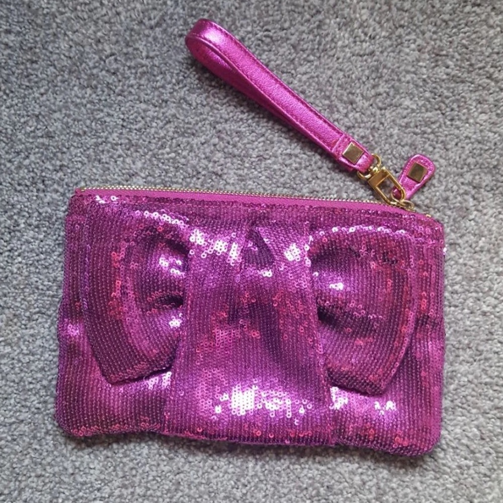Felix Fuchsia Sequins Bow Clutch